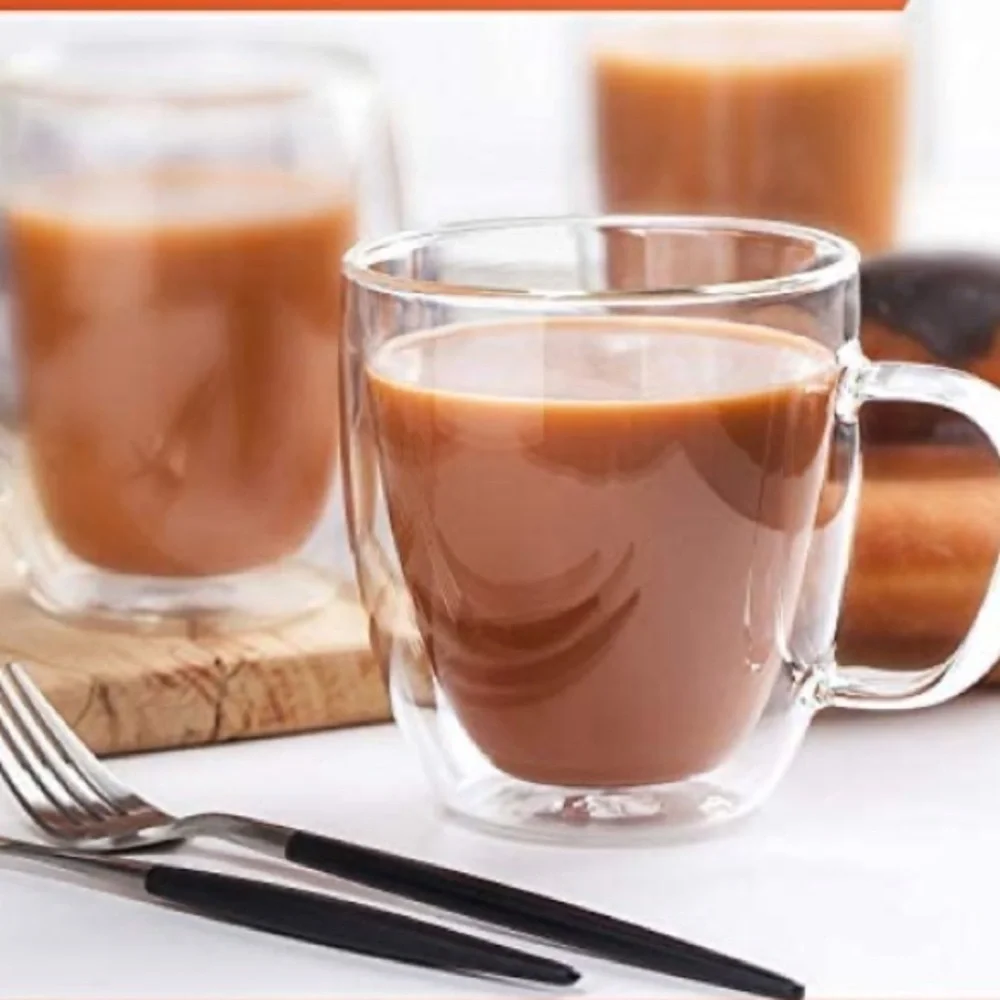 Set of 4 Kemps Glass Tea Cups Coffee Mugs Drinking Glass With Handle